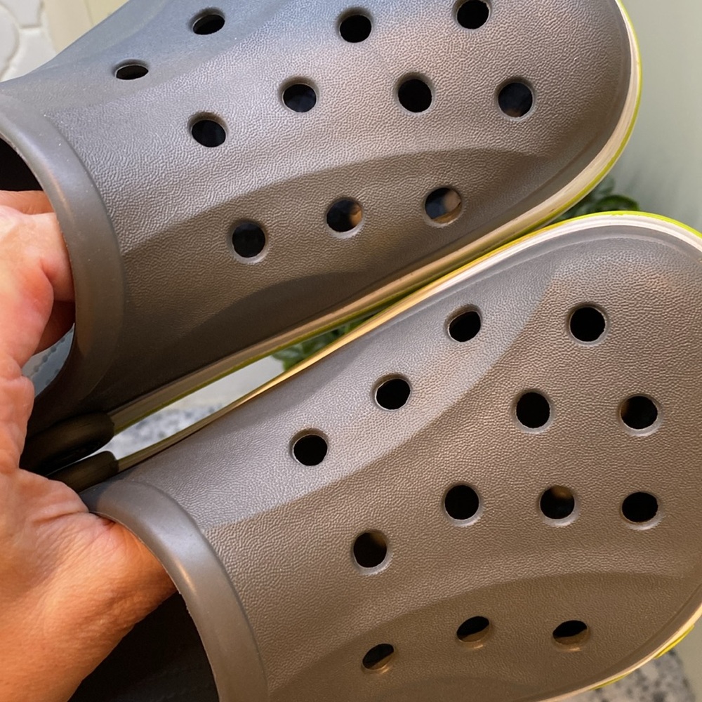 CROCS Gray and Lime Green Classic Clog - Picture 7 of 8